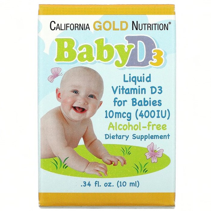 California Gold Nutrition, жидкий витамин D3 для детей, 10 мкг (400 МЕ), 10 мл (0,34 жидк. унции) CGN-01034 - фото 4567