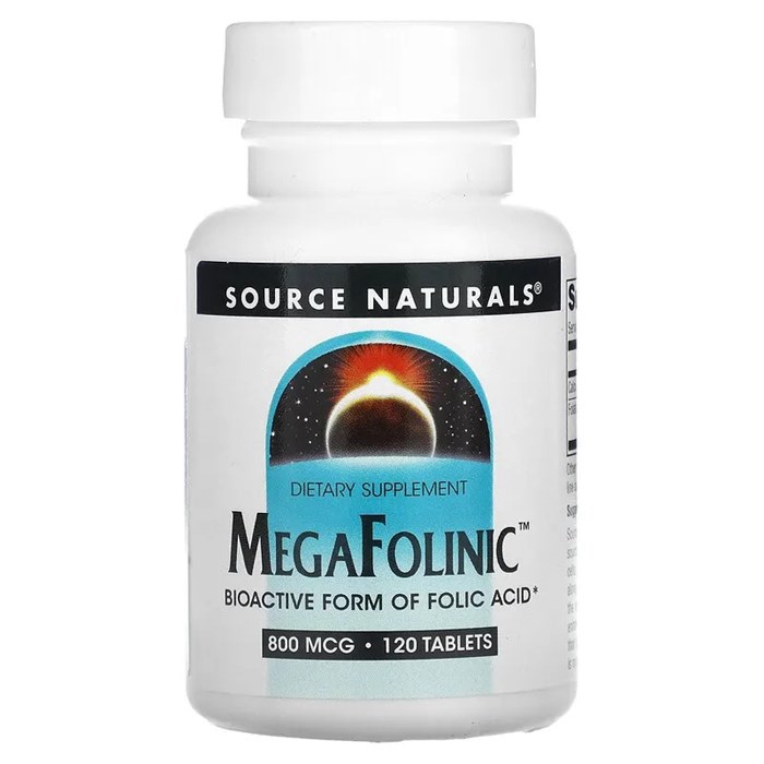 Source Naturals, MegaFolinic, 800 мкг, фолиевая кислота, 120 таблеток SNS-02028 - фото 4695