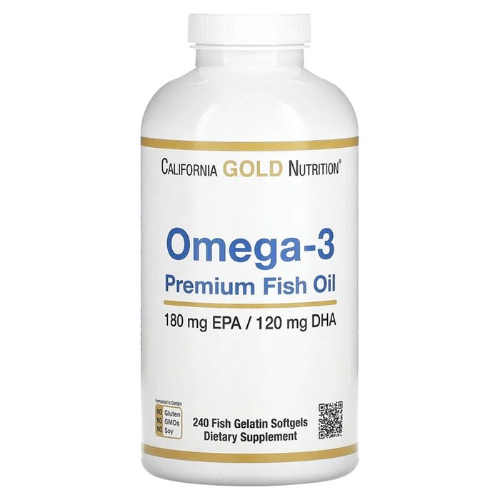 California Gold Nutrition, омега-3, рыбий жир премиального качества, 240(100) капсул из рыбьего желатина CGN-01330 - фото 4886