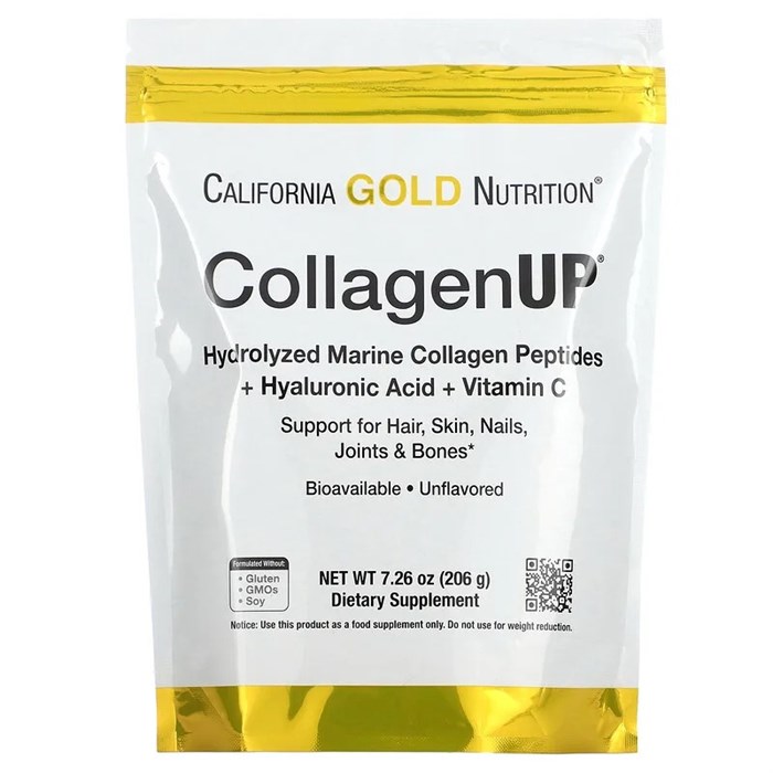 California Gold Nutrition, CollagenUP, гидролизованные пептиды морского коллагена с гиалуроновой кислотой и витамином C, с нейтральным вкусом, 206 г (7,26 унции) CGN-01033 - фото 4892