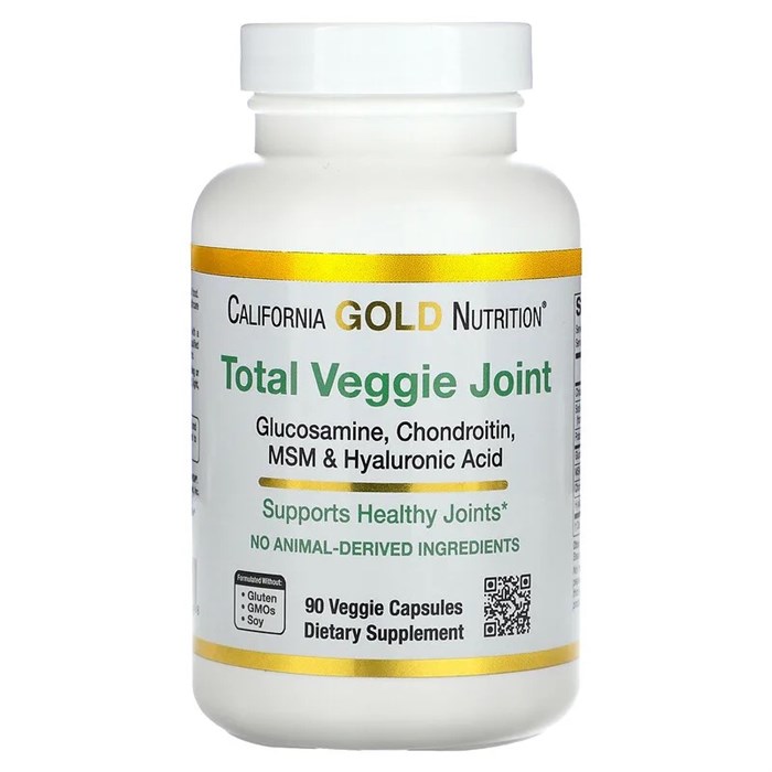 California Gold Nutrition, Total Veggie Joint Support Formula, с глюкозамином, хондроитином, МСМ и гиалуроновой кислотой, 90 растительных капсул CGN-01156 - фото 5198