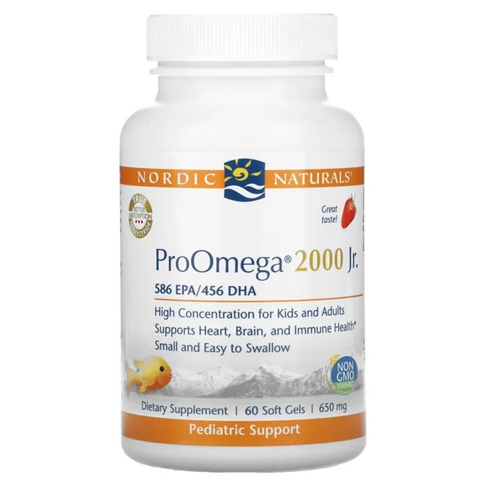 Nordic Naturals, Детская добавка ProOmega 2000, со вкусом клубники, Омега 650 мг, 60 мягких желатиновых капсул NOR-07125 - фото 5340