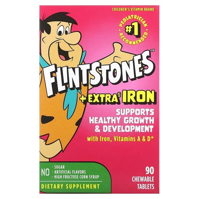 Flintstones, Мультивитамины для детей, с дополнительным содержанием железа, 90 жевательных таблеток FLI-59920 - фото 6054