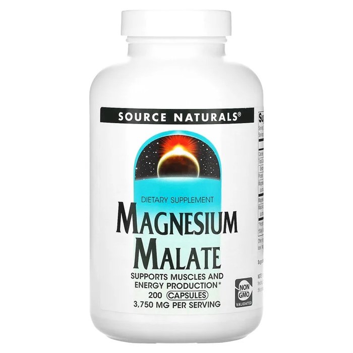 Source Naturals, малат магния, 3750 мг, 200 капсул (625 мг в 1 капсуле) SNS-01600 - фото 6357