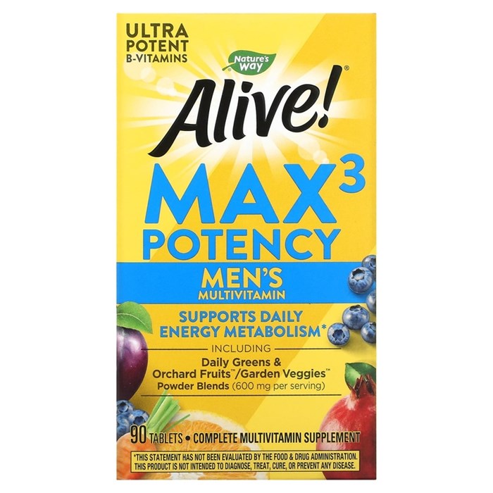 Nature's Way, Alive! Max3 Potency, мультивитамины для мужчин, 90 таблеток NWY-15542 - фото 6639