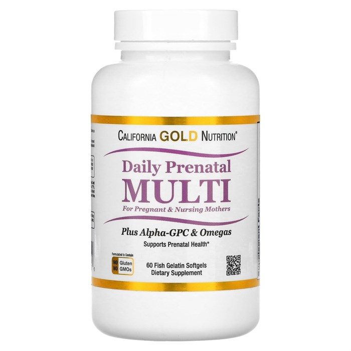 California Gold Nutrition, мультивитаминный комплекс для беременных, 60 капсул из рыбьего желатина CGN-01345 - фото 6862