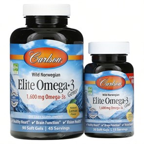 {{productViewItem.photos[photoViewList.activeNavIndex].Alt || productViewItem.photos[photoViewList.activeNavIndex].Description || 'Carlson, Wild Caught, Elite Omega-3 Gems, отборные омега-3 кислоты, натуральный лимонный вкус, 800 мг, 90 +30 мягких таблеток'}}