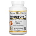 California Gold Nutrition, Gold C, GOLD Standard, буферизованный витамин C, аскорбат натрия, 750 мг, 240 растительных капсул CGN-01237 - фото 4764