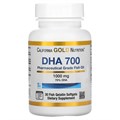 California Gold Nutrition, DHA 700, рыбий жир фармацевтической степени чистоты, 1000 мг, 30 рыбно-желатиновых капсул CGN-01252 - фото 4856